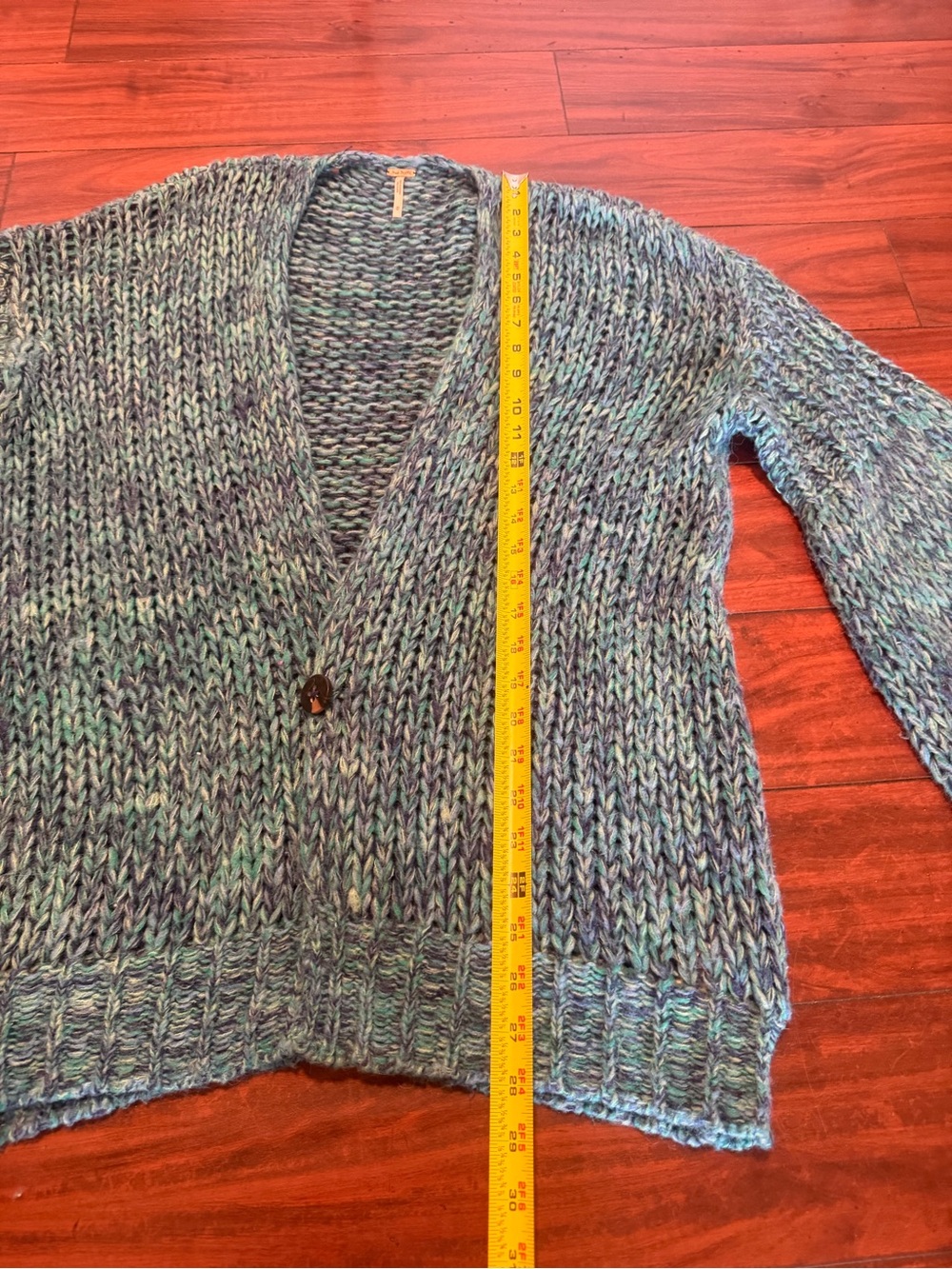 Free People Teal Marled Chunky Open Cardigan - Picture 10 of 11